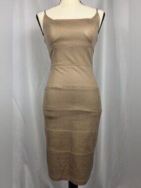 Bebe Taupe Snakeskin Bandage Midi Dress Size XS